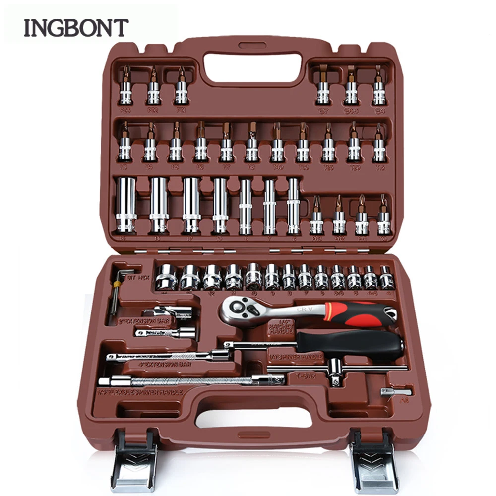 53pcs 1/4 &quotкомплект автомобиля Инструменты для ремонта мотоцикла трещотки шлица