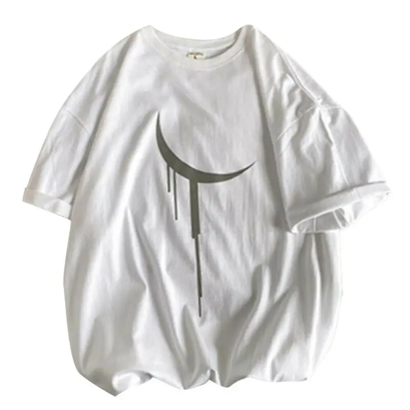 

Men Women Short Sleeve Couple Top Round Neck Loose Short Sleeve Baggy T-Shirt