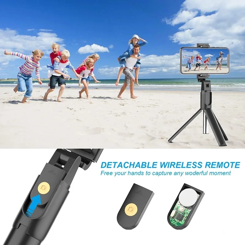 

2021 K07 Cross-Border Bluetooth Selfie Stick with Tripod Detachable Remote Control 270 Portable Selfie Stick