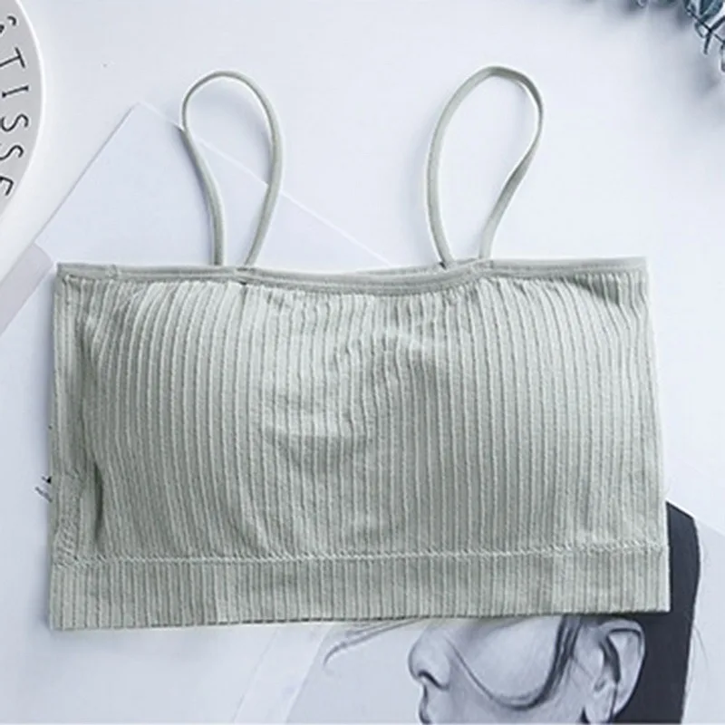 

Women Ribbed Cami Top Fashion Casual Basic Tank TupeTop Slim Strap Bustier Crop Tops Elastic Padded Sexy Lingerie Soft Bras