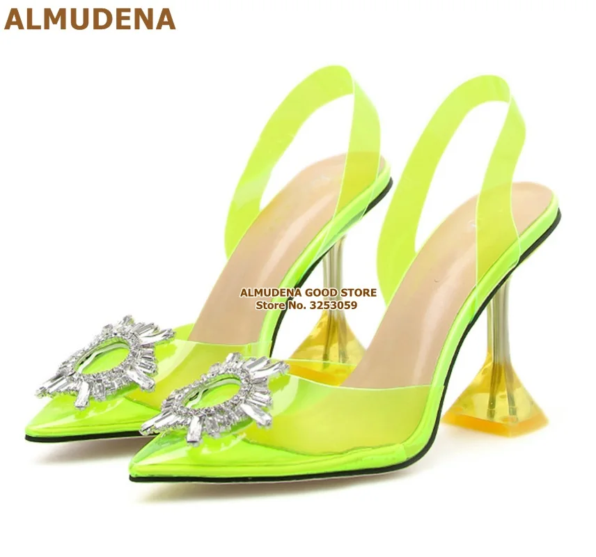ALMUDENA неоново-желтые прозрачные туфли-лодочки из ПВХ блестящие свадебные туфли с