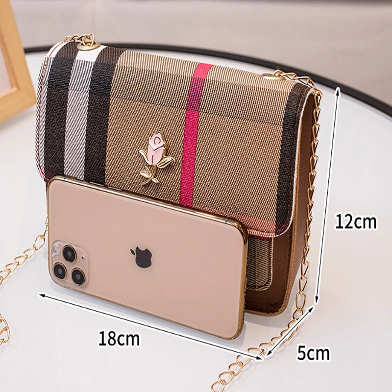 

2020 Simple Women Grid Shoulder Bag Female Vintage Phone Messenger Bag Autumn Travel Crossbody Bag Ladies Square Small Bag Purse