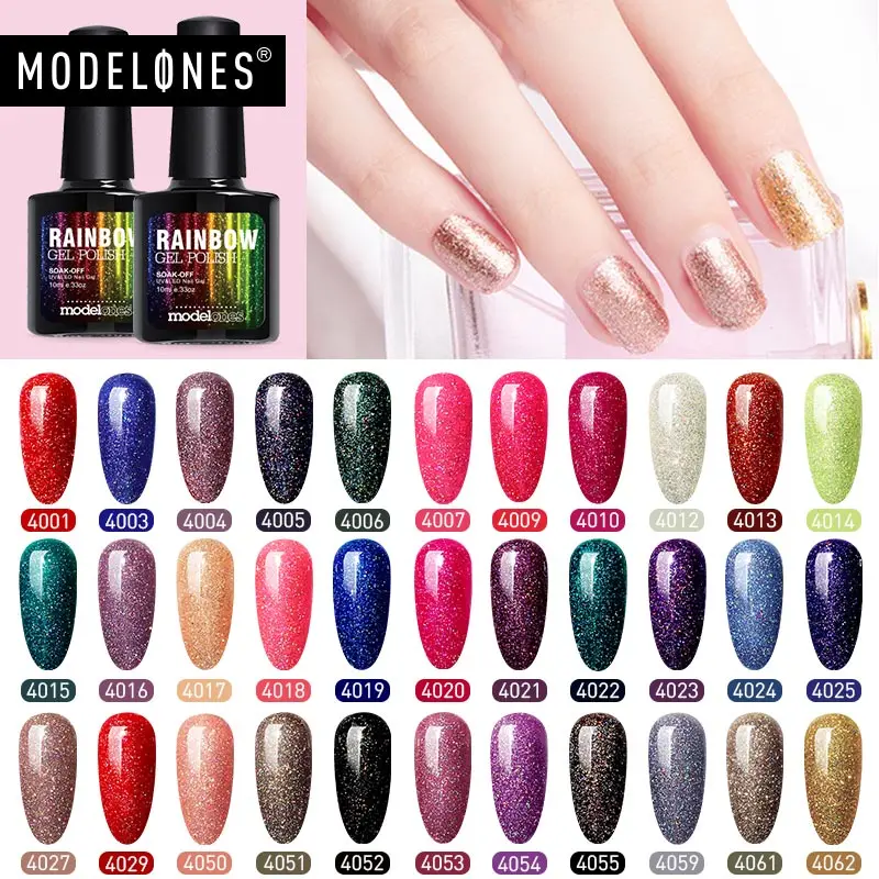 Modelones Блестящий неоновый светодиодный Гель лак для ногтей замачиваемый декор