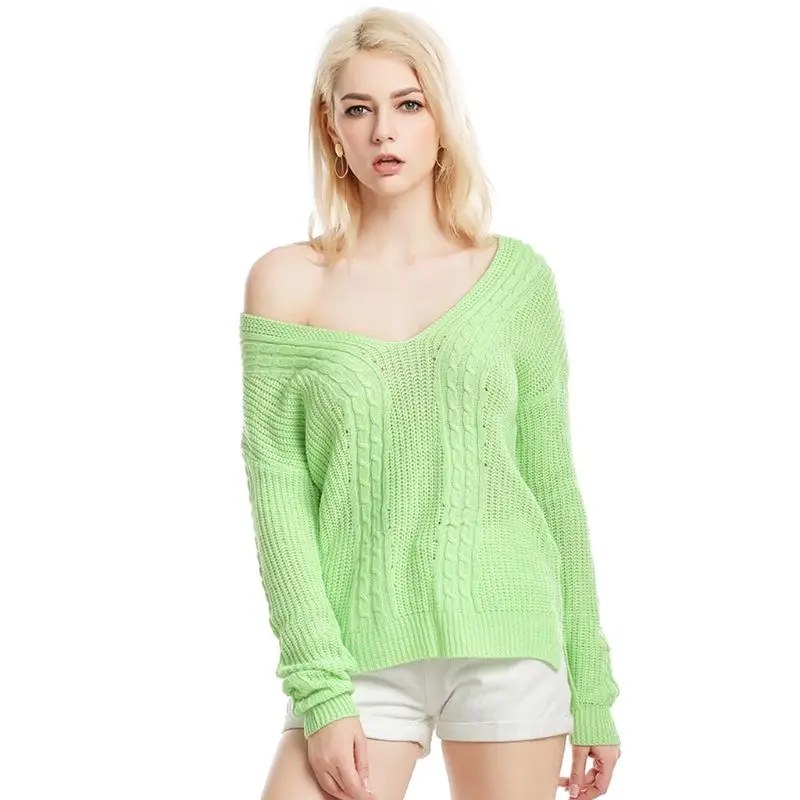 Женский трикотажный свитер с длинным рукавом однотонный Асимметричный пуловер