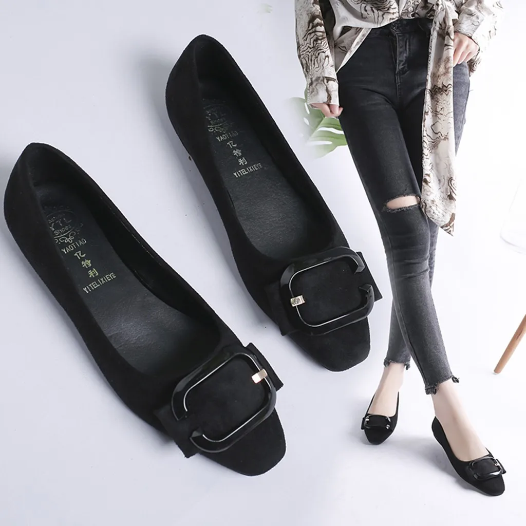 

Loafer Women Girls Casual Slip On Square Toe Flat Shoes Ladies Flat Solid Peas Boat Single Shoes For Spring Summer