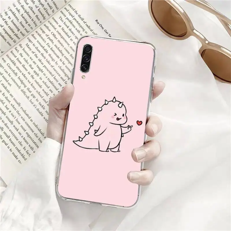 

Dinosaur sweet couple Phone Case Transparent for Samsung s9 s10 s20 Huawei honor P20 P30 P40 xiaomi note mi 8 9 pro lite plus