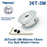 powge 36 teeth htd 3m synchronous timing pulley bore 566 357810121415mm for width 10mm htd3m belt pulley 36teeth 36t