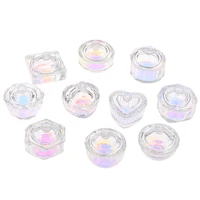 1 pc rainbow crystal clear acrylic liquid dish tappen dish glass cup with lid bowl for acrylic powder monomer nail art tool kit