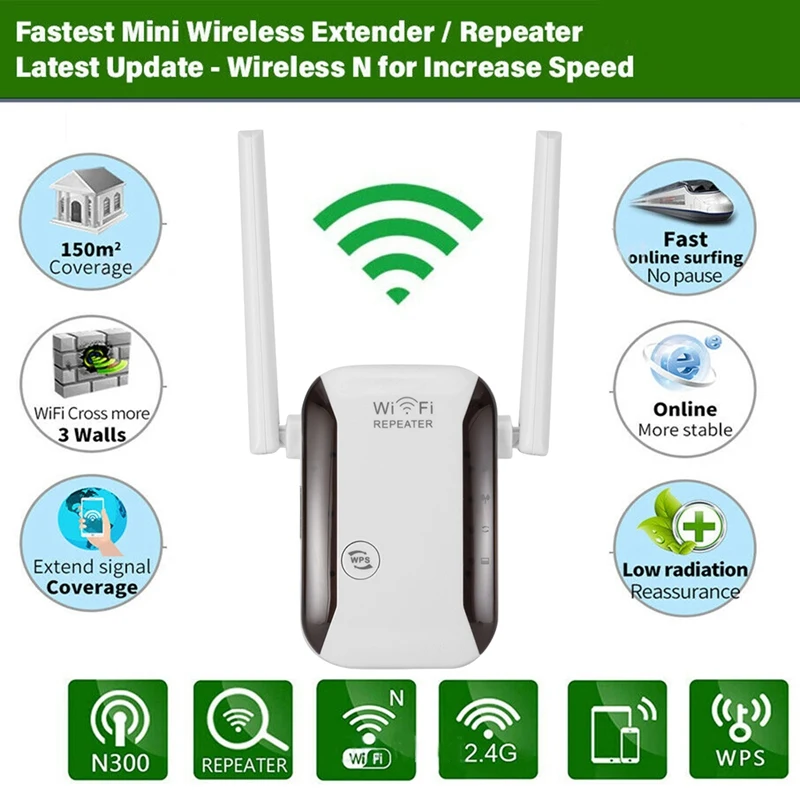 Фото Усилитель сигнала Wi-Fi 2 4 ГГц 300 Мбит/с Мобильные телефоны и аксессуары Усилитель сигнала Wi-Fi 2 4 ГГц 300 Мбит/с Мобильные телефоны и аксессуары