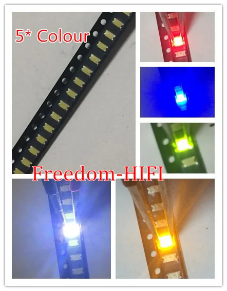 (100 шт./лот) 1206 SMD белый красные синие Цвет зеленый желтый 20 штук каждый супер яркий