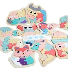 DIY деревянные игрушки, 3D пазл, Мультяшные животные, макарон, головоломки Монтессори, Обучающие Игрушки для раннего развития для детей, малышей, детей