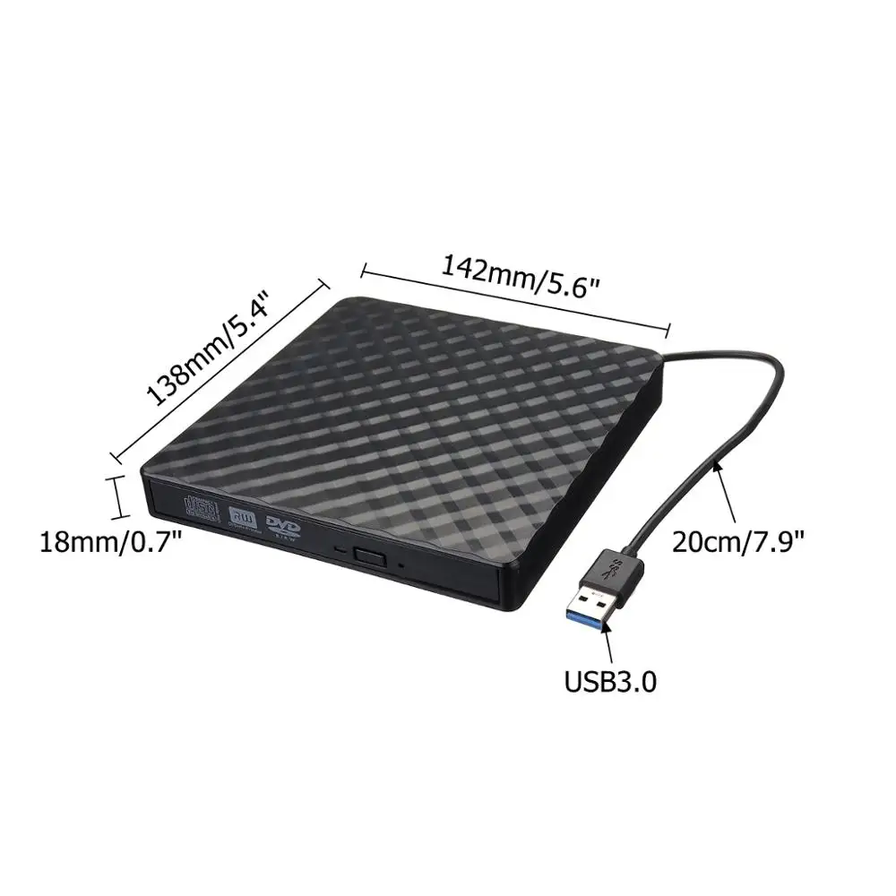 Гофрированный Внешний USB3.0 DVD горелки RW CD писатель тонкий оптический привод горелки ридер плеер лоток тип портативный для ПК ноутбука