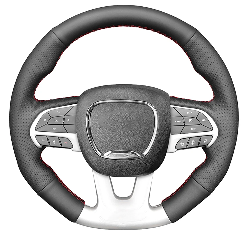 

Black Artificial Leather Hand-stitched Car Steering Wheel Cover For Dodge ChallengerSRT Charger SRT2015-2021 DurangoSRT2018-2021