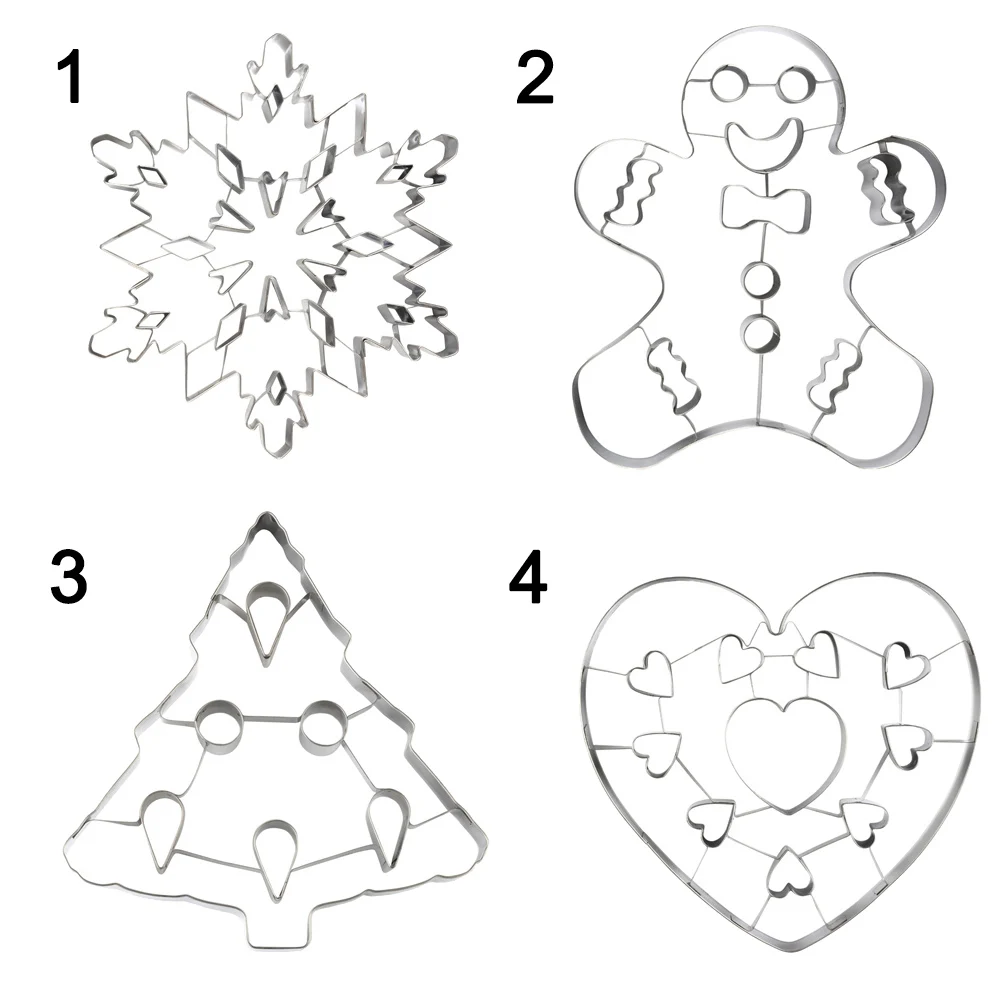 

Stainless Steel Christmas Tree Snowflake Biscuit Cutter Mold Cake Decor Baking Tool FBS889
