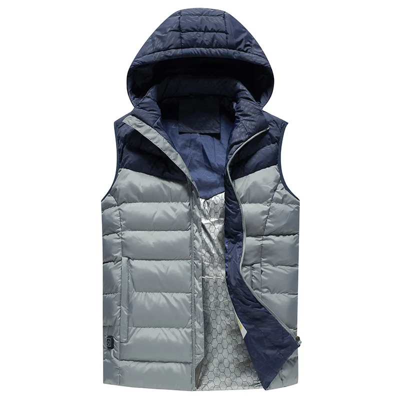 

Smart heating vest winter warm jacket men's hooded vest men's zipper men's jacket sleeveless casual winter vest men Size M~5XL