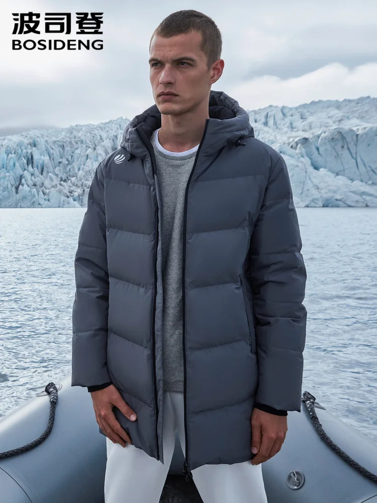 Мужская куртка на утином пуху BOSIDENG зимняя ветрозащитная теплая средней длины с