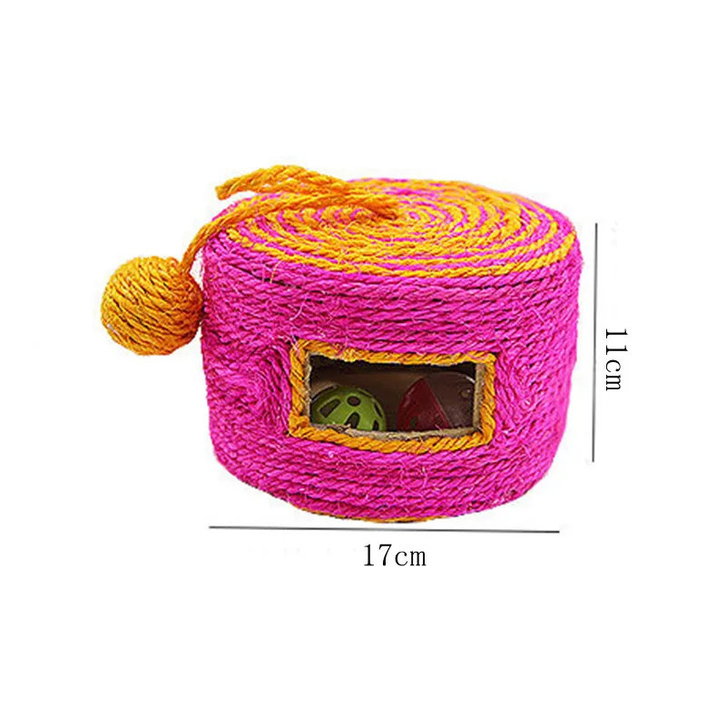 Pet Cat Toy Sisal Roller Scratching Post Cat Grinding Claws Sound Toys Woven Drum Type Wear-resistant Scartching Barrel