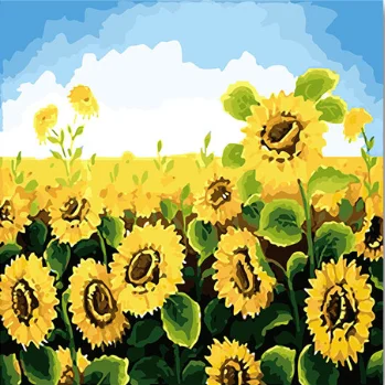 

DIY colorings pictures by numbers with colors Sunflower flower sea picture drawing painting by numbers framed Home