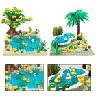 Конструктор фонтан для города, Детский конструктор сделай сам, бассейн с симпатичной уткой, для растений, деревьев, цветов, травы, пруда, аксессуары, игрушки