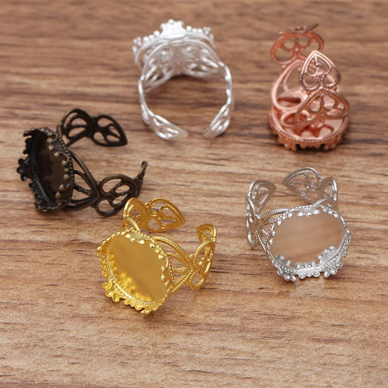 

200 шт. Регулируемые Пустые женские открытые кольца кабошоны размером 15 мм 20 мм, круглые аксессуары для поделок, Ювелирная фурнитура