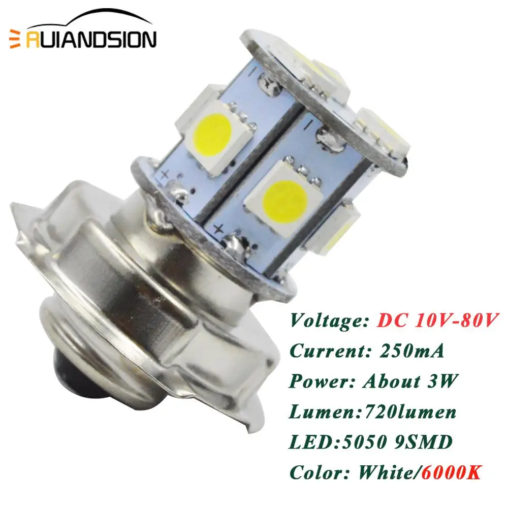 2 шт. 10-80V мотоцикл P26S 3W светодиодный 9SMD 5050 фонарь для мотоцикла лампы 270LM 6000K белый луч света 12V 24V 30V 48V