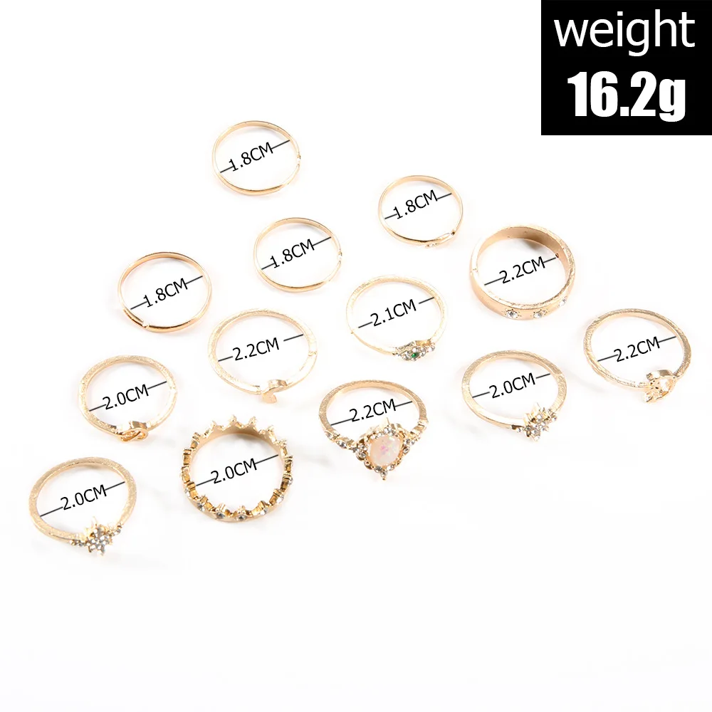 13 шт./компл. винтажный набор колец на пальцы средней длины для девочек пляжное