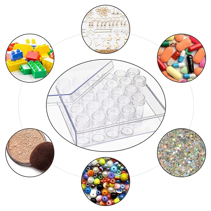Ящик для хранения с вышивкой и бриллиантами 30 ячеек прозрачные пластиковые