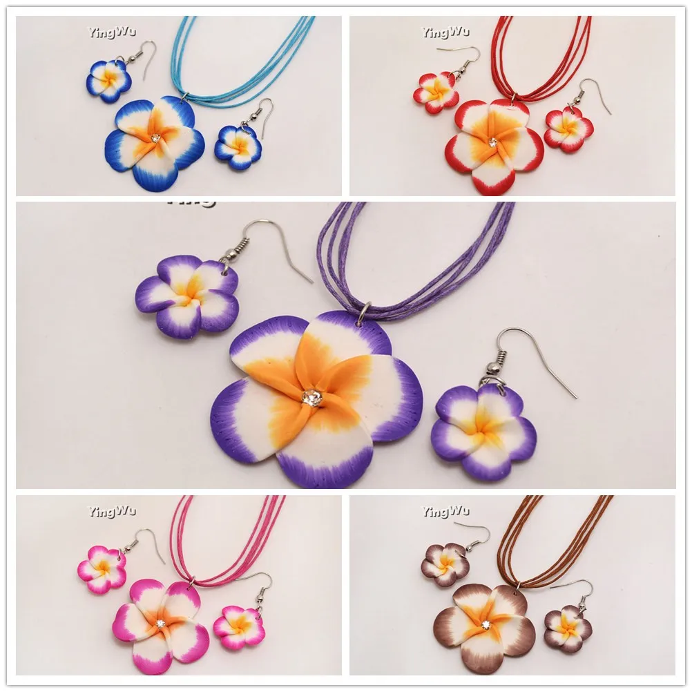 Yingwu новый модный гавайский плюмерия цветы ювелирные наборы Fimo полимерная глина