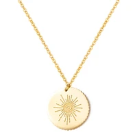 feverfree big round coin pendant necklace for women stainless steel gold plate chain choker necklaces wedding jewelry wholesale