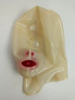 attached mouthpiece and nose tube transparent adults latex hood bdsm made of 0 4mm thickness natural latex materials
