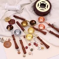 anti hot sealing wax spoon retro wood handle for furnace melting wax post beads diy scrapbook candle stamp decorative wax seal