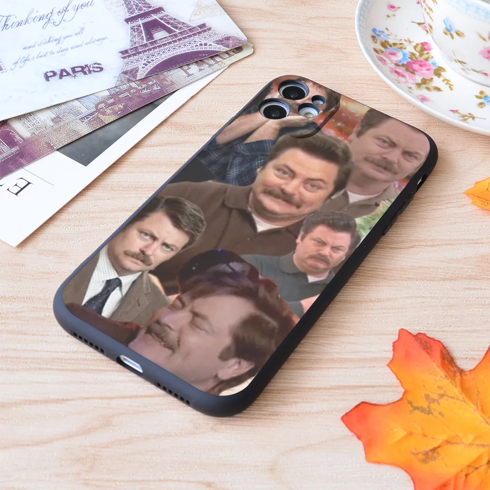 Мягкий матовый чехол для iPhone Ron Swanson с принтом коллажа Apple iPhone|Бамперы| |