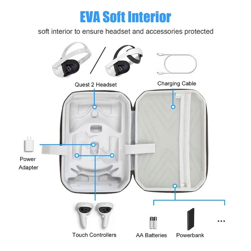 

New Protable VR Accessories For Oculus Quest 2 VR Headset Travel Carrying Case EVA Storage Box For Oculus Quest 2 Protective Bag