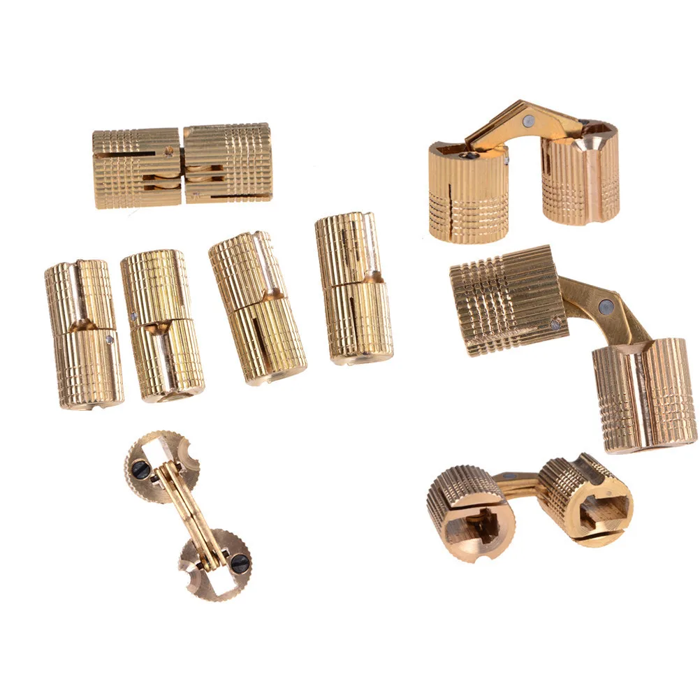 Невидимые медные петли бочонок 4 шт. 8 мм цилиндрические скрытые шкафы латунные