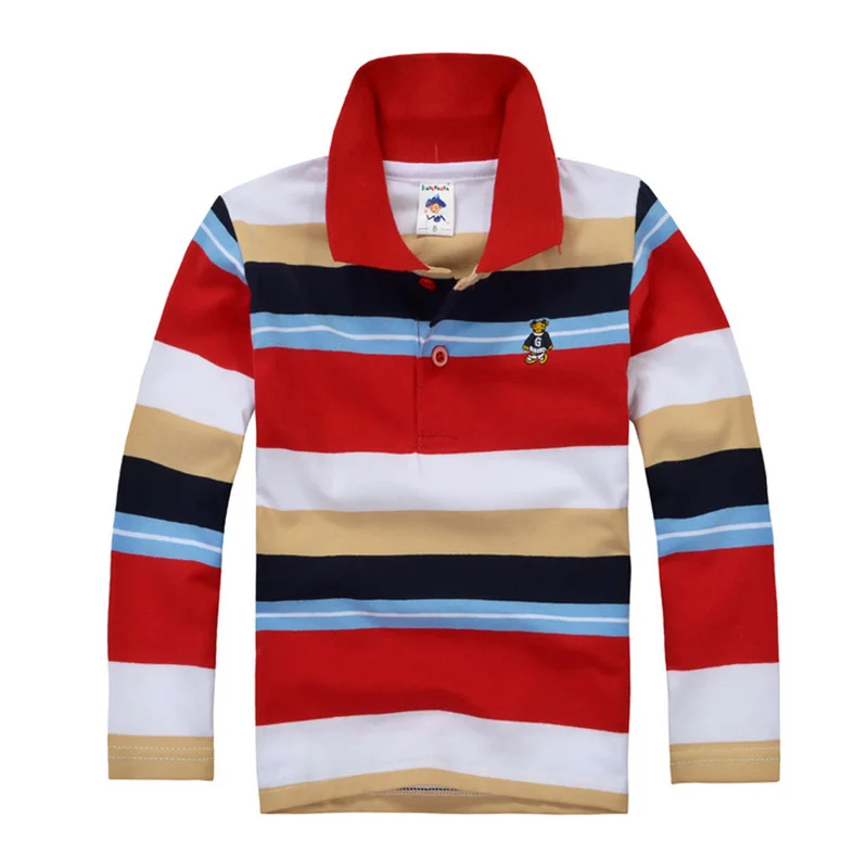 New Boys Spring Autumn Long Sleeve Polo Shirts Children Lapel Striped Clothes Baby Bottoming Tops |