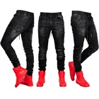 Модные дизайнерские Брендовые мужские Модные джинсы, прямые джинсовые брюки, Классические Стильные брюки в стиле пэчворк, эластичный пояс, облегающие джинсы