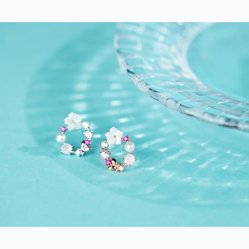 Modian оригинальный бренд круглый розовый цветок из циркона серьги гвоздики модный