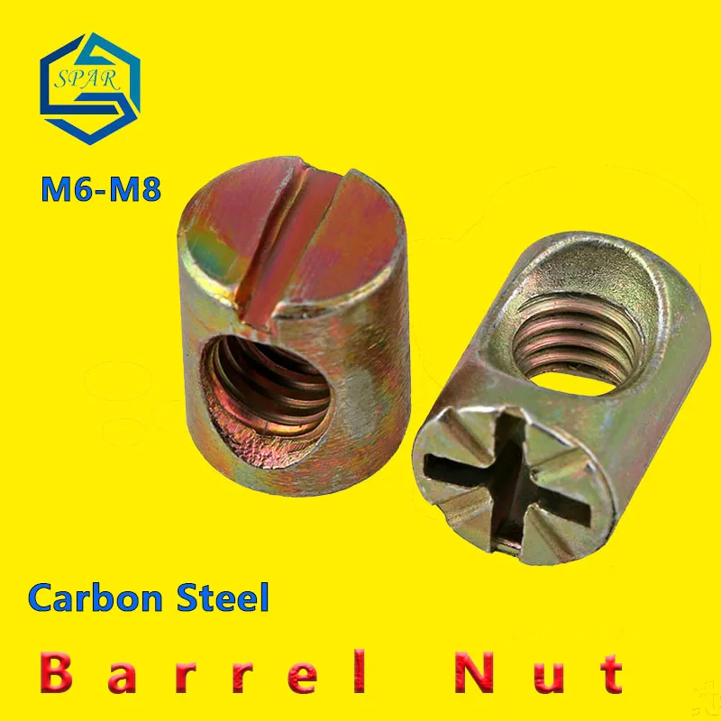

Barrel Nut Bolts Slotted Drive Cross Dowel Slotted Fittings for Beds Crib Chairs Horizontal Hole Nut Hammer Embedded [M6 M8]
