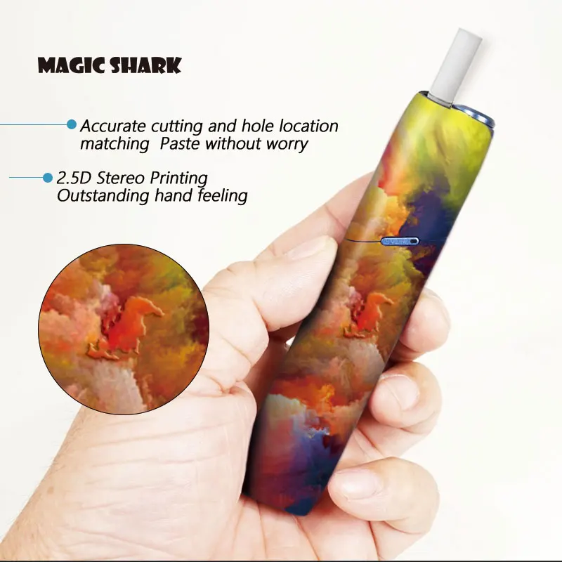 

Magic Shark Fashion Painting Flower New Arrival Stereo Film Sticker Printing Sticker Skin Case Cover for IQOS3 IQOS 3 Multi