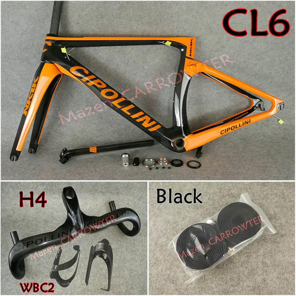 Package 4 Оранжевый черный T1000 3K MCipollini NK1K карбоновая дорожная рама Cipollini карбоновый руль седло бутылки воды Клетки упакованы для продажи - Цвет: Package 4