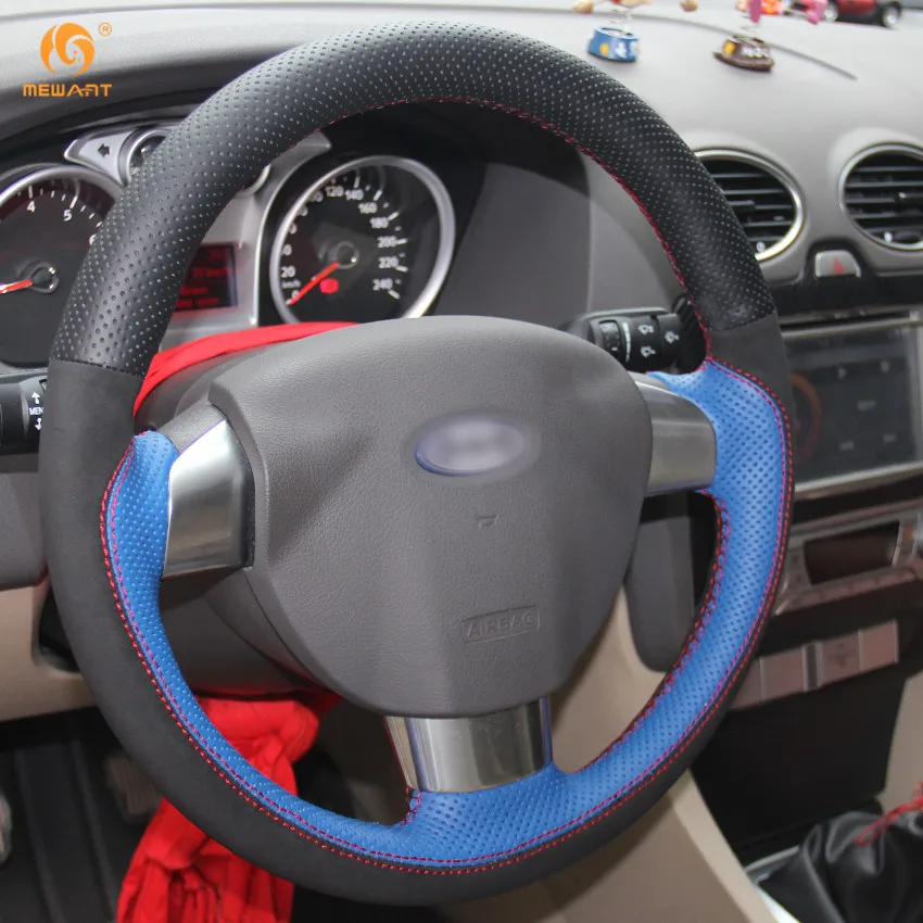 MEWANT синяя черная натуральная кожа замша аксессуары для Ford Focus 2 2005-2011 (3 Спицы)
