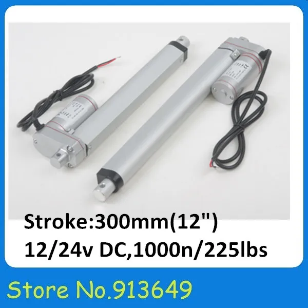 300 мм/1" ход электрический линейный привод, 225LBS/100KGS/1000N нагрузка DC 12 V/24 V небольшой линейный привод dc China-1PC