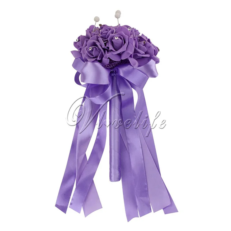 Элегантный свадебный букет искусственные цветы розы со стразами свадебные