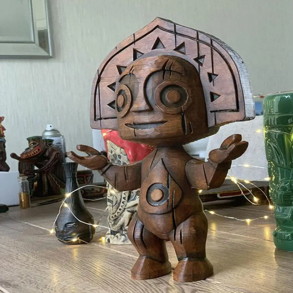 

1pc Tiki Maui Ornaments Tiki Hawaii Sculpture Resin Wooden Home Decoration Art Retro Ornaments Y4e4
