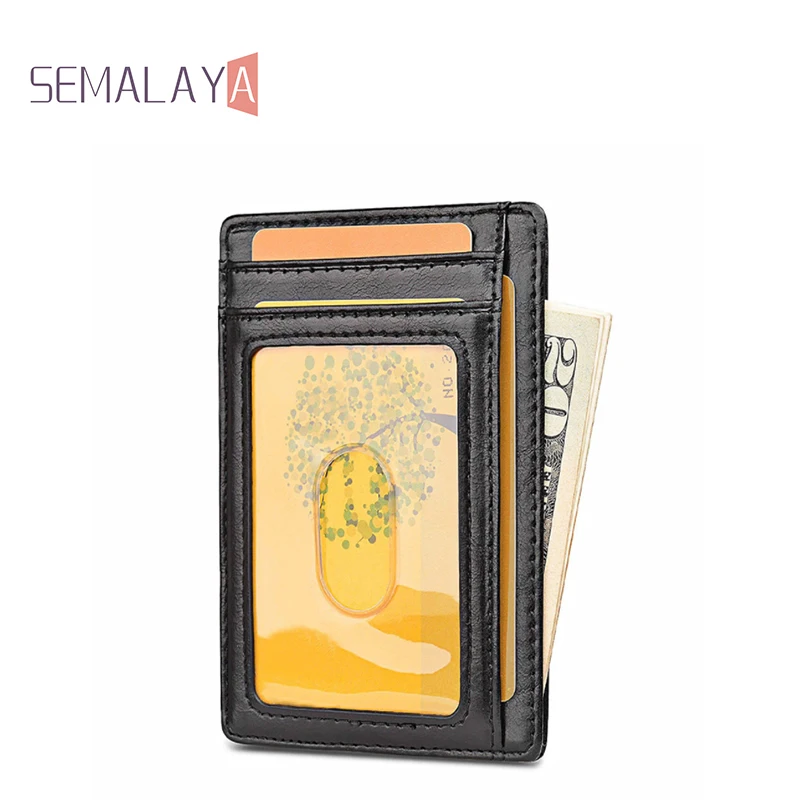 SEMALAYA Wholesale Genuine Leather Wallets Purse RFID Anti-theft Cards Holder Credit Card RFID Wallet For Men Unisex
