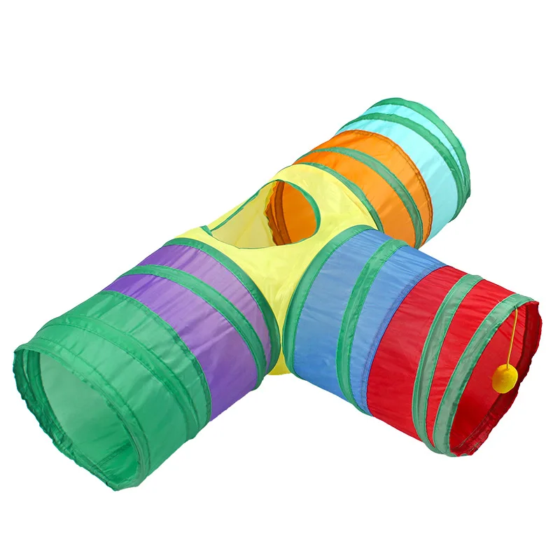 

Pet Supplies Cat Rainbow Three-way Cat Tunnel Interactive Cat Toy Drill Barrel Foldable Cat Channel