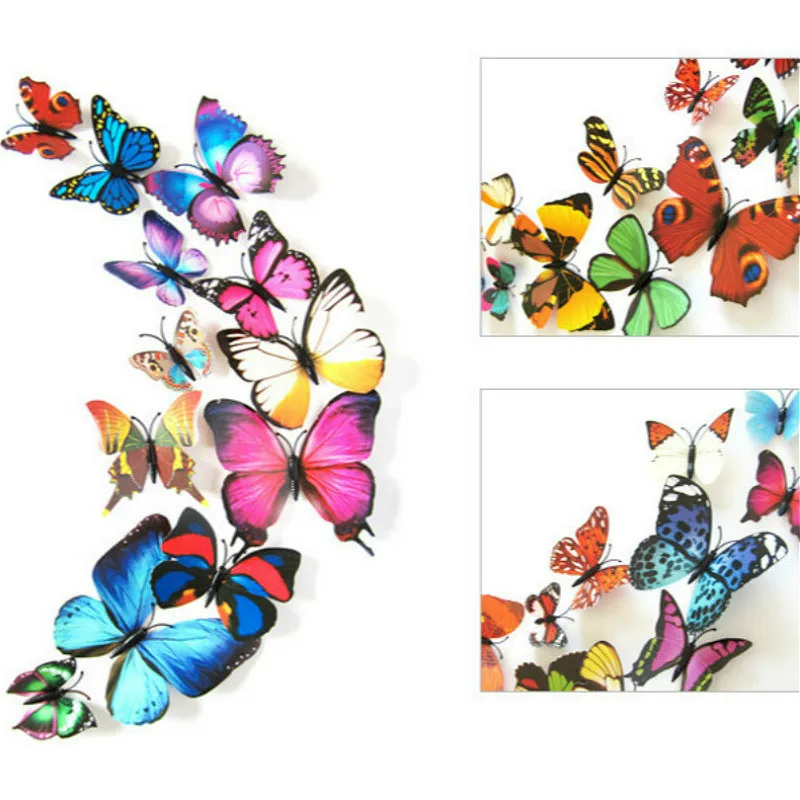 12 шт./лот Красочные магниты на холодильник в виде бабочек 3D дизайнерские