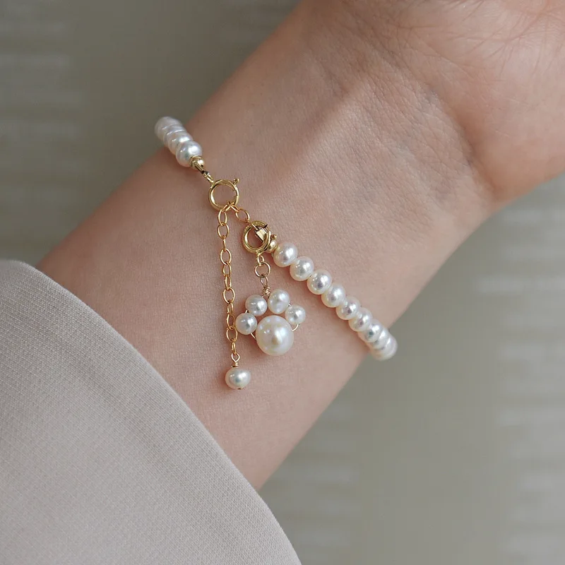 

Браслет из жемчуга с кошачьими крапанами, 14K