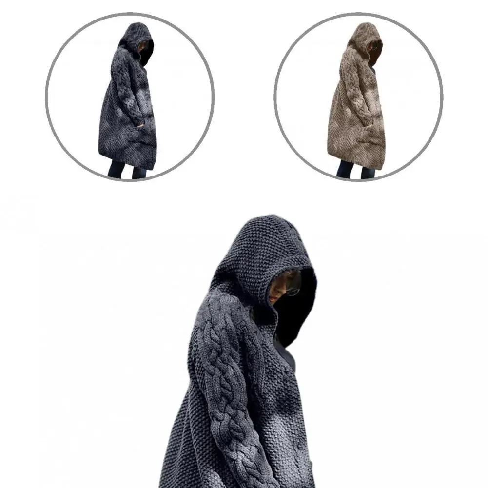 

Soft Trendy Mid-Length Warm Sweater Coat Simple Loose Cardigan Knitted Outerwear