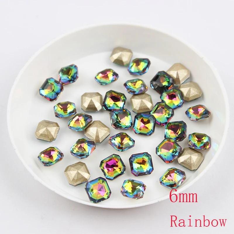 6x6mm Square octagonal Nail Rhinestone Flatback Crystal Stones DIY Decorations Manicure Diamond For whole sale | Дом и сад